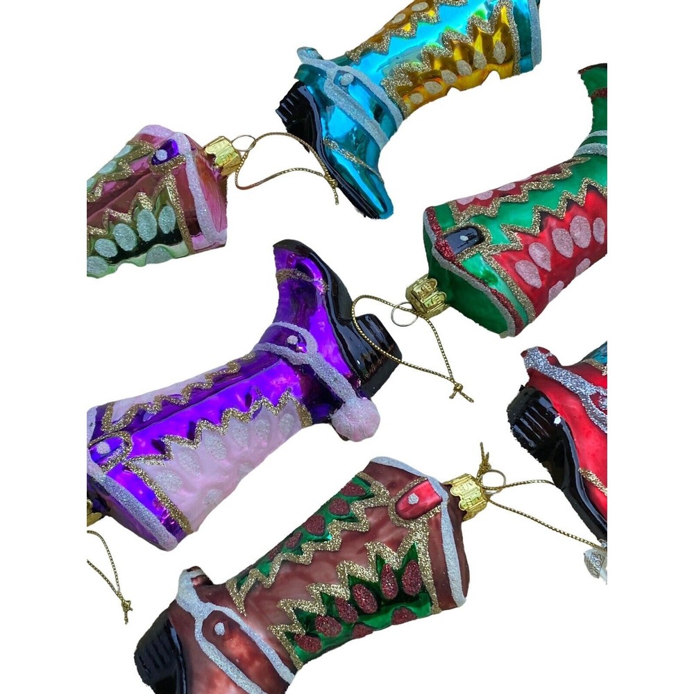 Cowboy Boot Ornament 4.75 Inch Western Christmas Set of 6 TWO's Co. - Picture 6 of 14
